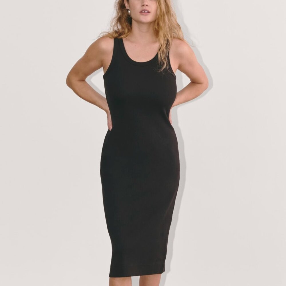 Everlane Women's '90s Rib Dress in Black, Size Small, Cotton